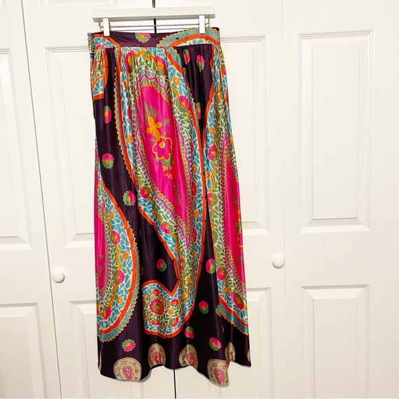 Vintage Paisley Print Boho Maxi Skirt Size Large 70s Psychedelic Colorful - Picture 10 of 12